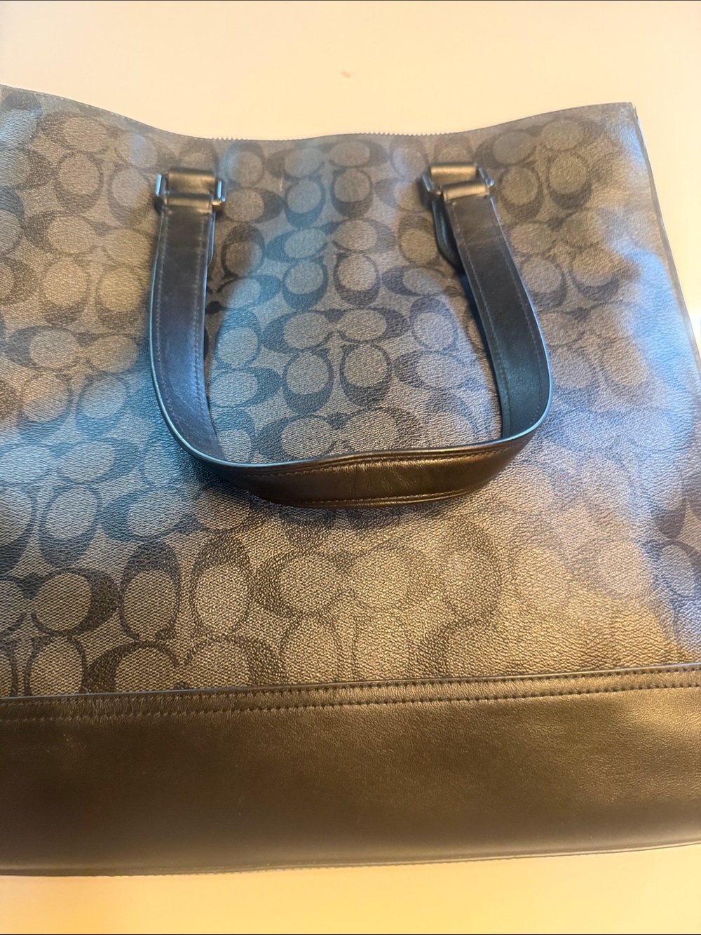Coach Signature Canvas Tote in Black and Charcoal - Picture 6 of 9